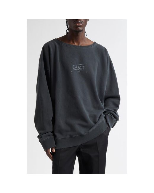 Maison Margiela Black Numeric Motif Cotton Jersey Graphic Sweatshirt for men
