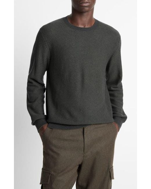 Vince Gray Geometric Jacquard Wool & Cotton Blend Crewneck Sweater for men