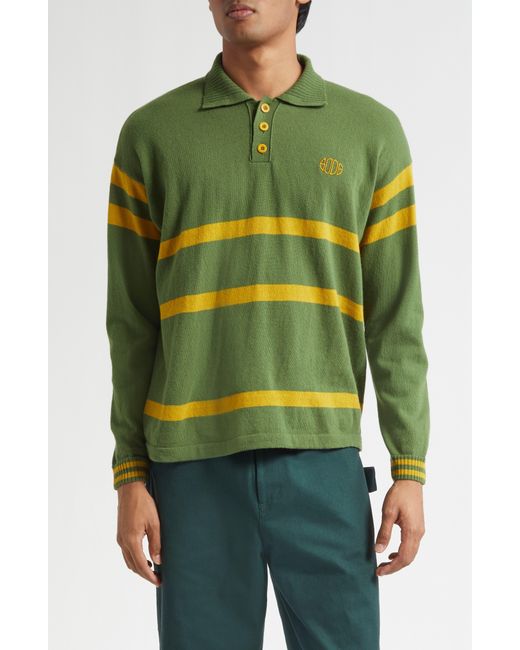 Bode Green Regis Virgin Wool Polo Sweater for men