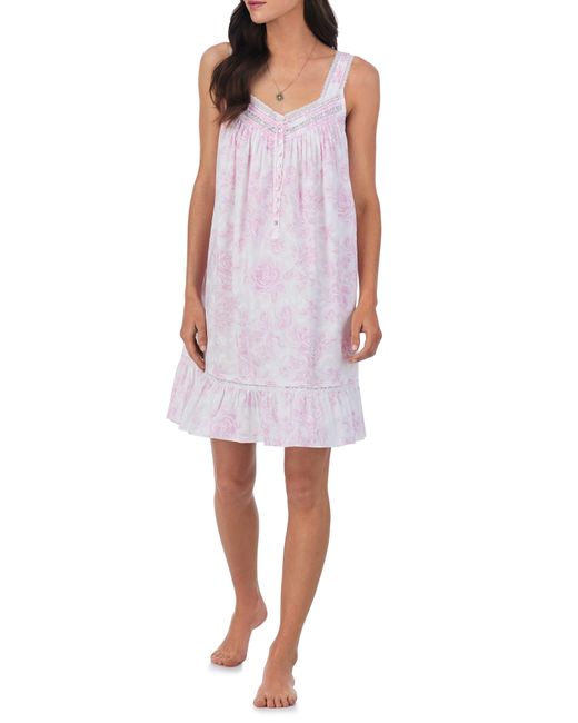 Eileen West Multicolor Sleeveless Cotton Short Nightgown