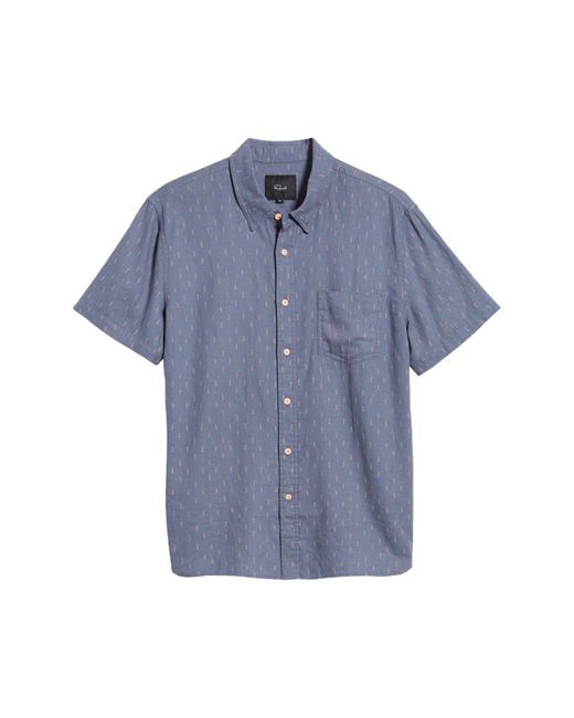 Rails Blue Carson Wheat Print Short Sleeve Linen Blend Button-up Shirt for men