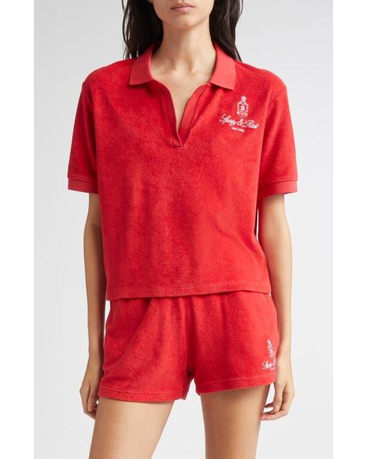 Sporty & Rich Red Vendome Cotton Terry Polo
