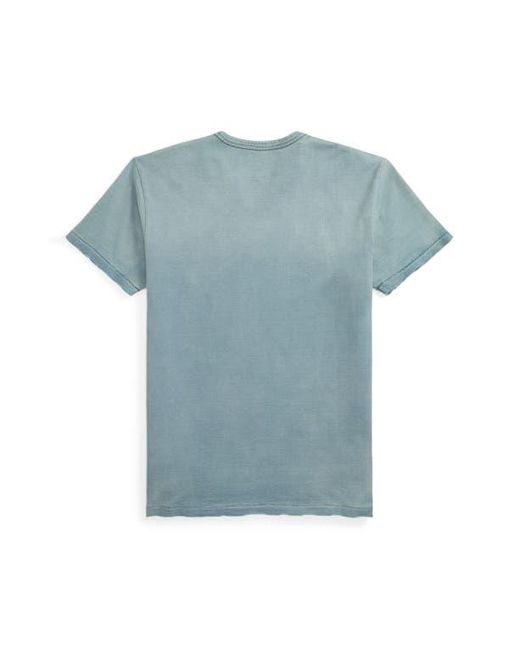 Ralph Lauren Blue Distressed Jersey Graphic T-Shirt for men