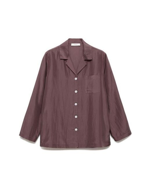 Mango Purple Silk Pajama Shirt