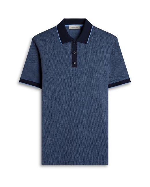 Bugatchi Blue Three Button Cotton Polo for men