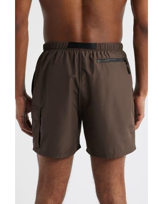 Nike Brown 5-Inch Cargo Swim Trunks for men