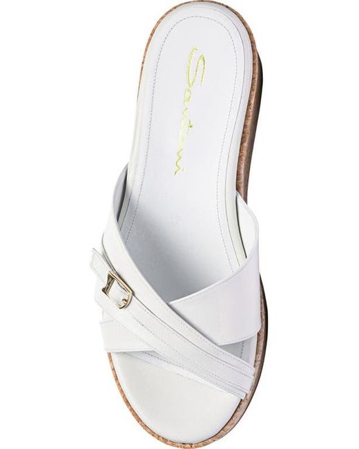 Santoni White Leather Wedge