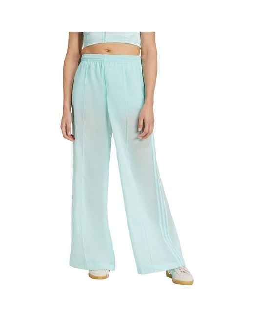 Adidas Originals Blue 3-Stripes Sheer Wide Leg Track Pants