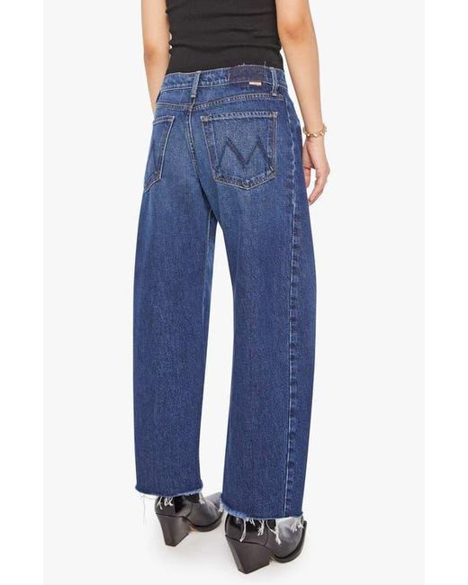 Mother Blue The Full Pipe Flood High Waist Barrel Leg Jeans