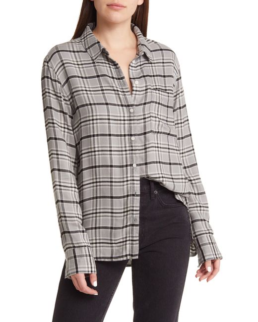 Treasure & Bond Plaid Boyfriend Shirt in Gray Lyst