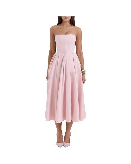 House Of Cb Audrey Strapless Fit & Flare Dress in Pink | Lyst
