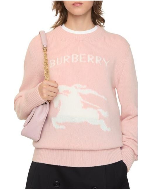 Burberry Women's Pink Ekd Wool Cashmere Sweater