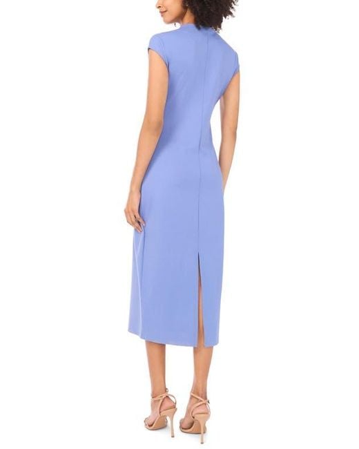 Vince Camuto Blue Mock Neck Midi Dress