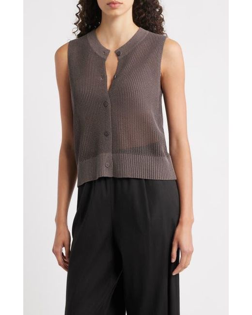 Eileen Fisher Women's Black Organic Cotton Silk Sweater Vest