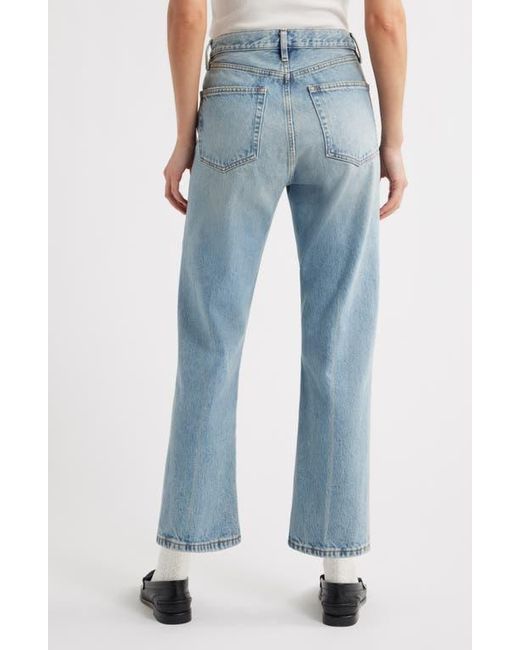 FRAME Blue The Vertical High Waist Ankle Relaxed Straight Leg Jeans