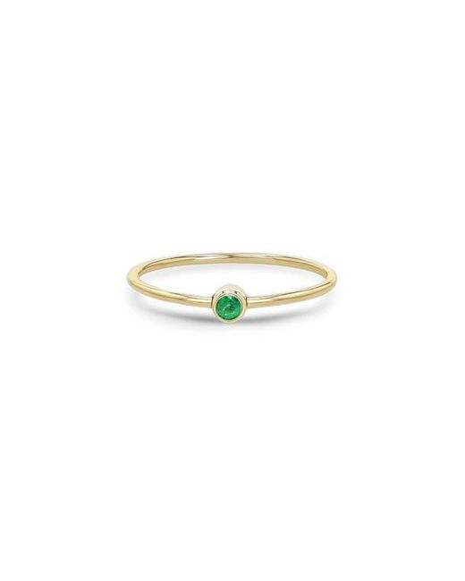 Zoe Chicco Green 14K Bezel Birthstone Stacking Ring
