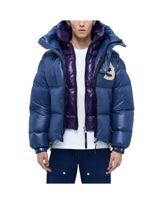 Alpha Style Blue Kudu Hooded Puffer Down Jacket for men