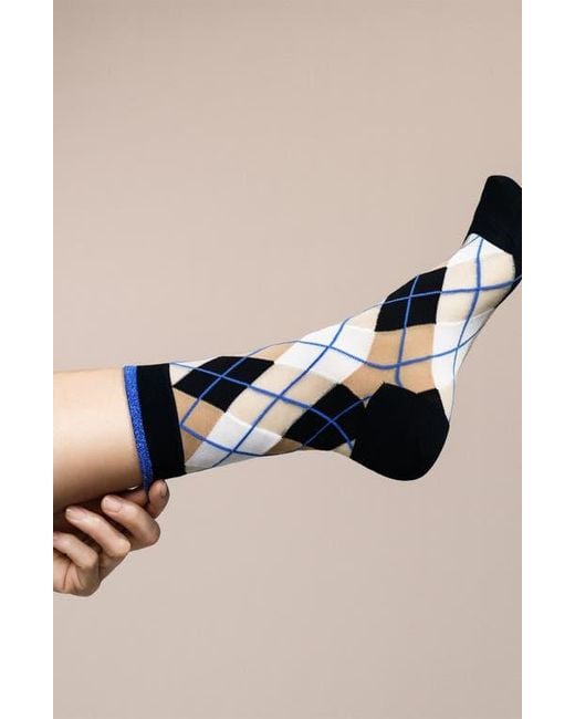 Hansel From Basel Blue Argyle Crew Socks