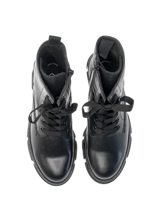 Gabor Black Leather Combat Boot