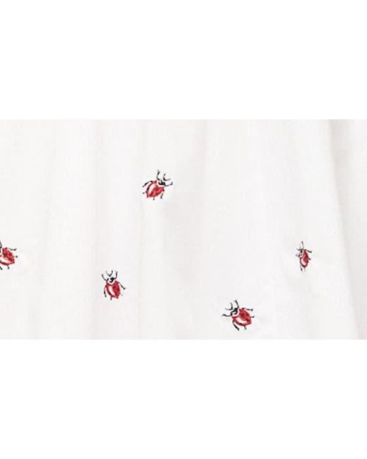 Staud White Wells Ladybug Print Stretch Cotton Minidress