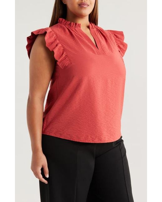 Anne Klein Textured Flutter Sleeve Woven Top