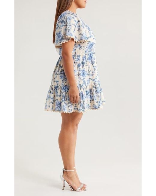 Chelsea28 Blue Rickrack Trim Tiered Mini Sundress