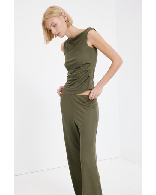 Mango Green Pull-On Straight Leg Pants