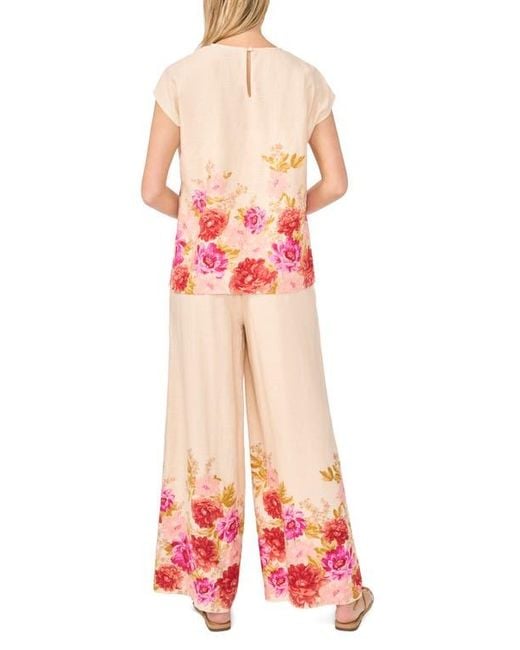 Halogen® Red Floral Print Top