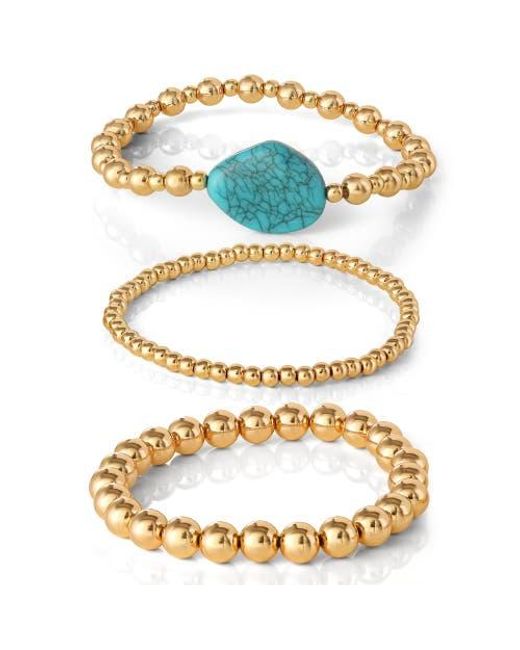Jessica Simpson Metallic 3-Piece Beaded Stretch Bracelet Set