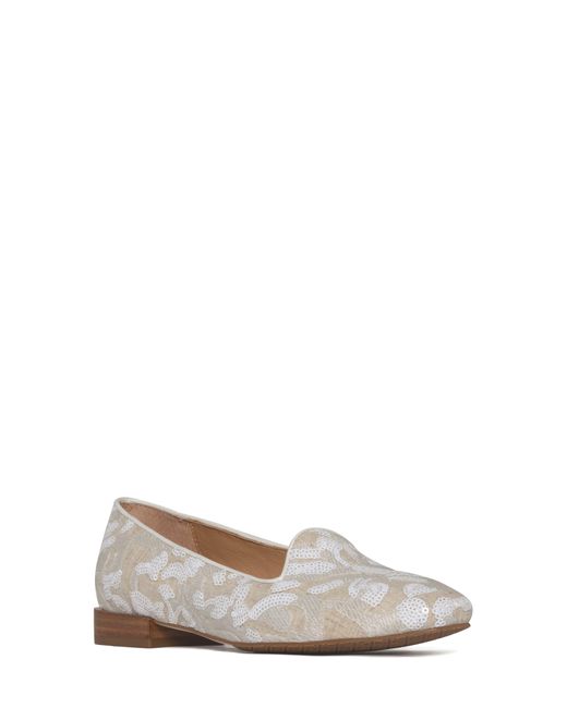 Donald J Pliner White Reena Sequin Embellished Loafer Flat