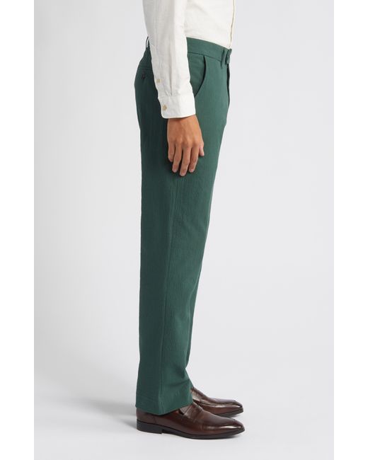 Percival Green Seersucker Cotton Blend Pants for men