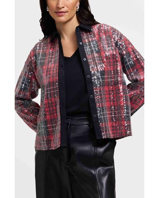 Foxcroft Multicolor Marina Sequin Button-Up Shirt