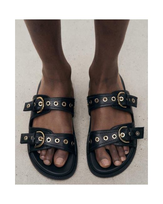 Mango Black Buckle Slide Sandal