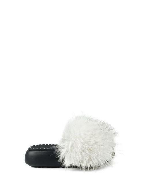 Zigi White Fabbi Faux Fur Platform Sandal