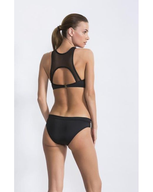 NESSI BYRD Black Translucent Mesh Overlay Athletic Bikini Set