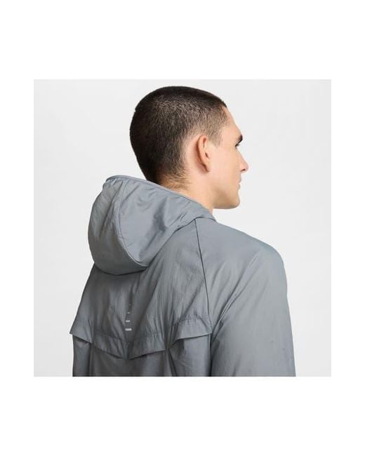Nike Gray Stride Dri-Fit Uv Hooded Running Jacket for men