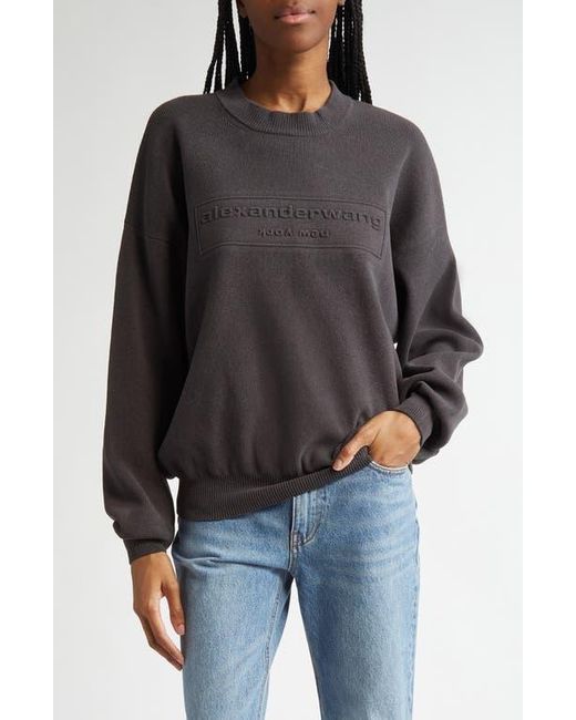 Alexander Wang Black Embossed Logo Crewneck Sweater