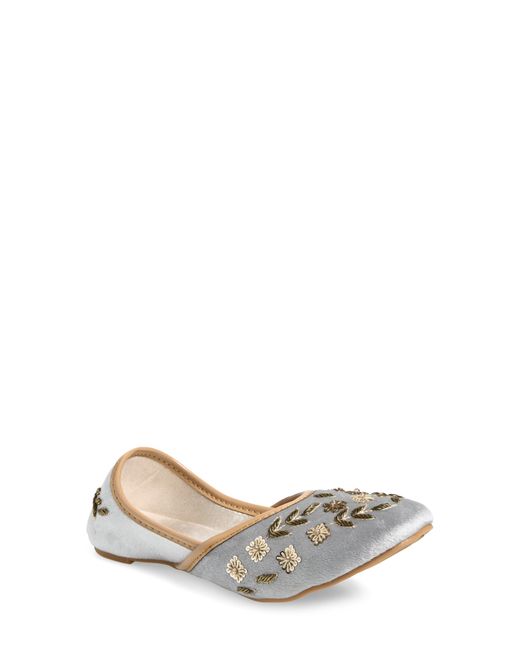 Fuchsia Gray Nawal Embroidered Flat