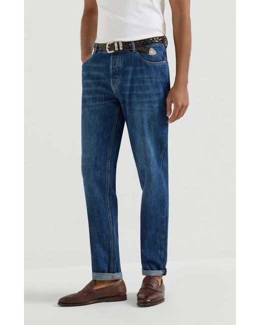 Brunello Cucinelli Blue Lightweight Denim Trousers for men