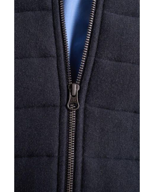 Bugatchi Blue Quilted Zip-Up Sweater Jacket for men