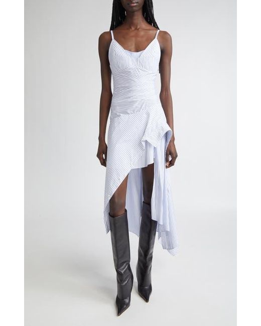 Monse White Cascade Stripe Cotton Poplin Dress