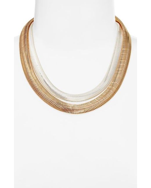 Open Edit White Set Of 2 Snake Chain Necklaces