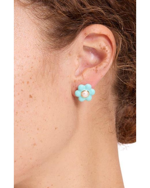 Kate Spade Blue Petal Puff Stud Earrings