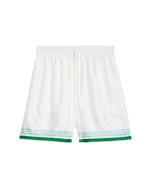 Casablanca White Silk Drawstring Shorts for men