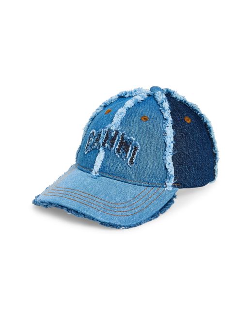 Ganni Blue Denim Patchwork Cap