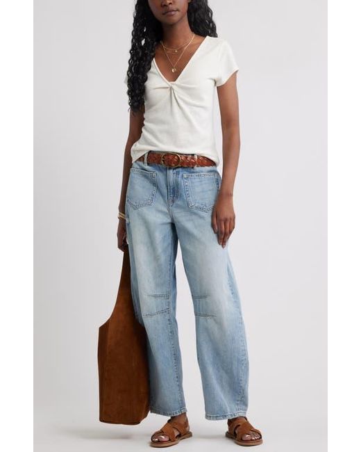 Treasure & Bond Blue Twist Front V-Neck Knit Top