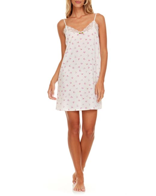 Flora Nikrooz White Brittany Floral Pointelle Knit Chemise