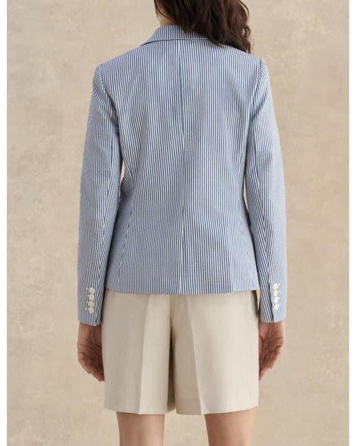 Hobbs White Blake Structured Single-Button Blazer