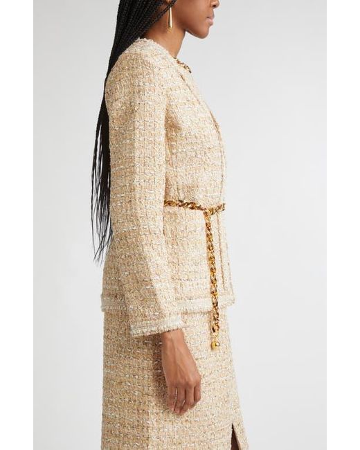 St. John Natural Tweed Jacket With Chain Belt