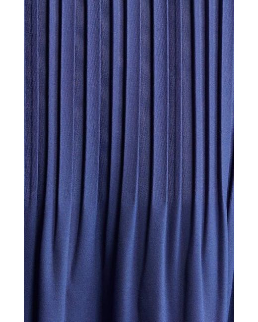 Pleats Please Issey Miyake Blue Smooth Pleated Coat